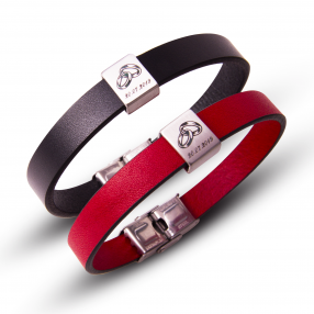 Кожаные парные браслеты (черный и красный, Итальянская кожа)