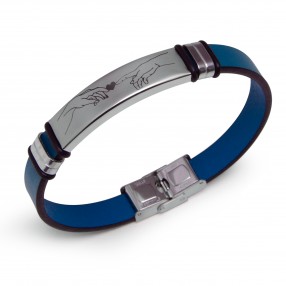 Кожаный браслет с гравировкой (бирюзово-голубой, Испанская кожа)